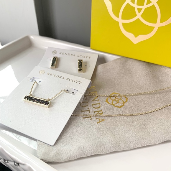 NWT Kendra Scott 14k gold drusy pendant & earrings - Picture 3 of 6